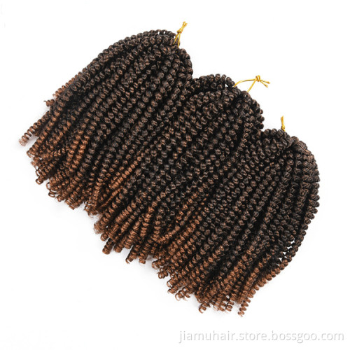 Spring Twist Crochet Hair 8Inch Ombre Bomb Twist Synthetic Braiding Hair 30roots Afro Curly Braids Hair Extension For Women